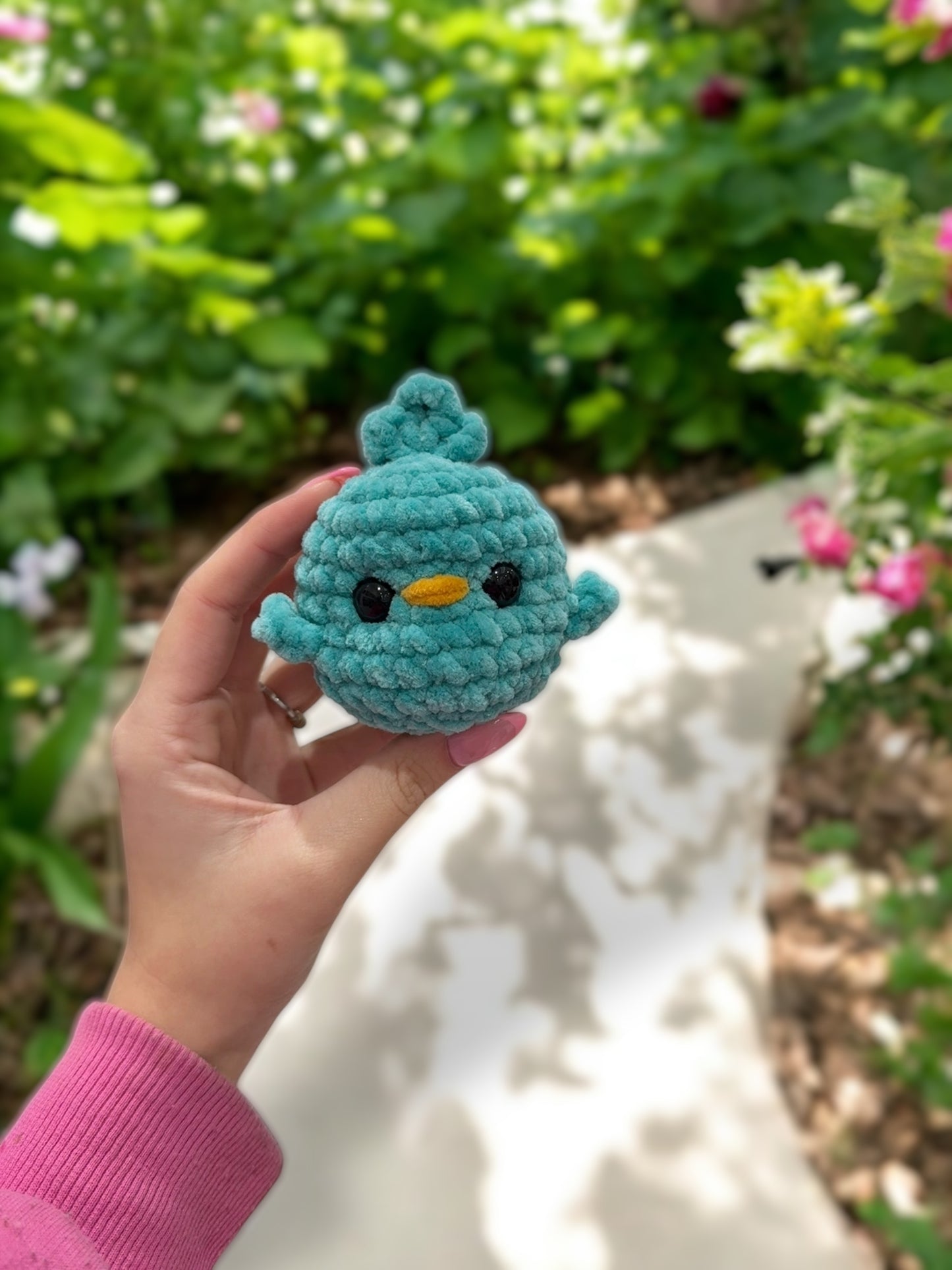 Turquoise crochet chick