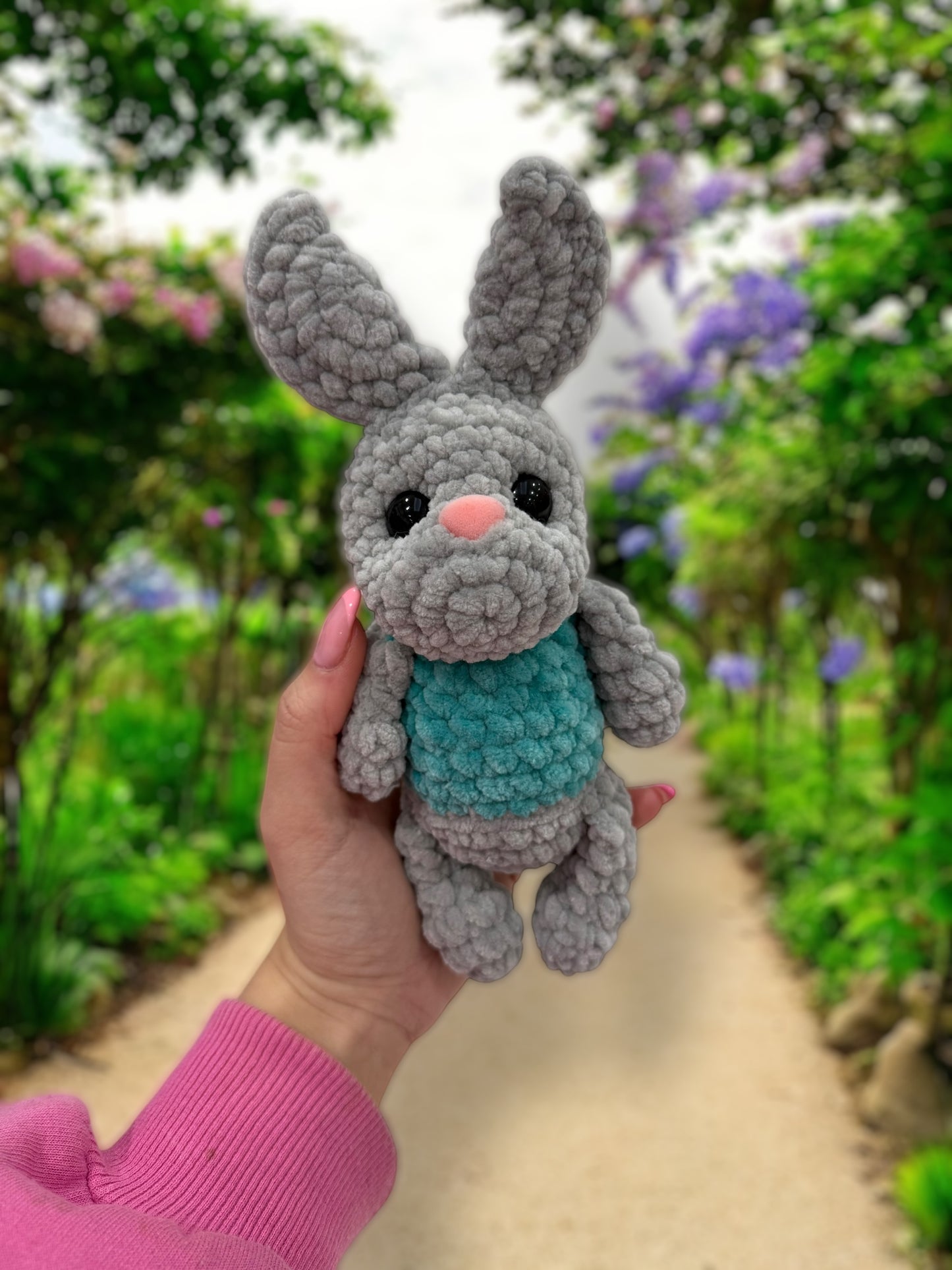 Grey bunny in turquoise top