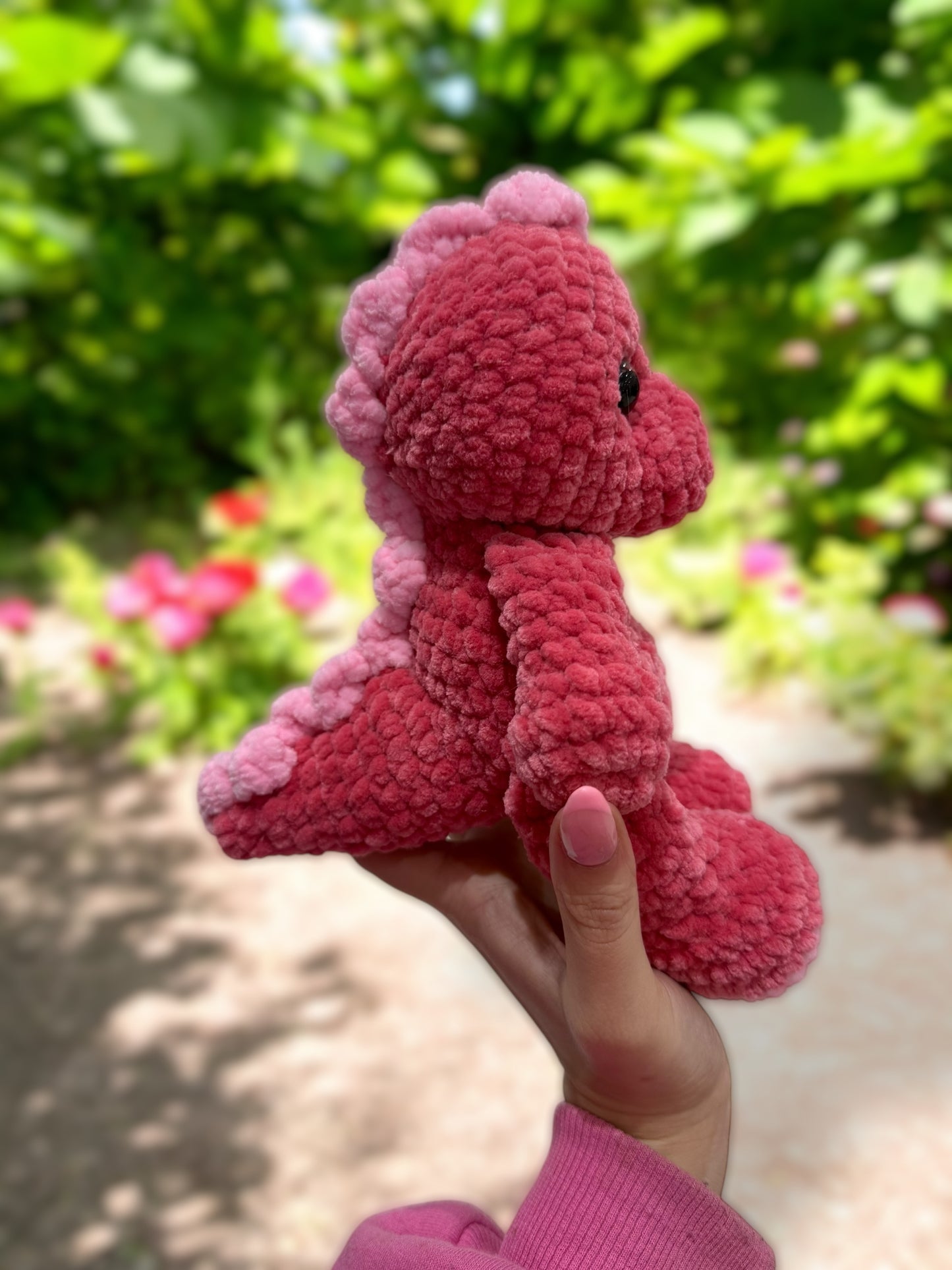 Pink dinosaur back view